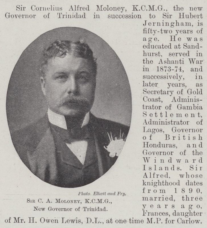 Sir C A Moloney, KCMG, nouveau gouverneur de Trinidad - English Photographer