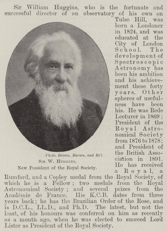 Sir W Huggins, nouveau président de la Royal Society - English Photographer