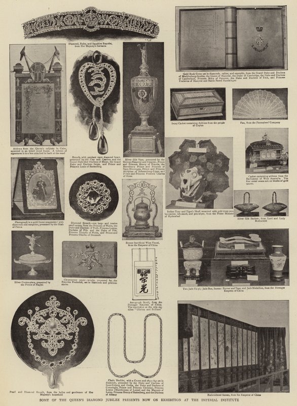 Quelques-uns des cadeaux du jubilé de diamant de la reine maintenant exposés à l