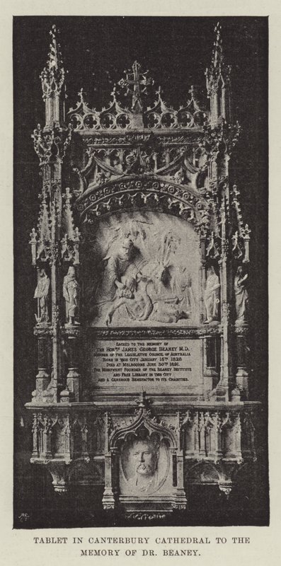 Tablette dans la cathédrale de Canterbury à la mémoire du Dr Beaney - English Photographer