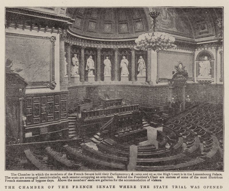 La chambre du Sénat français où le procès d