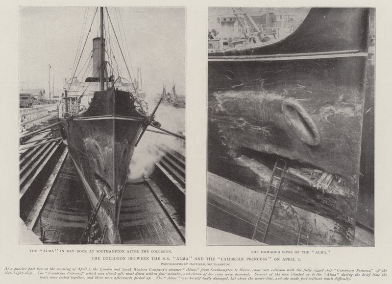 La collision entre le SS Alma et le Cambrian Princess le 1er avril - English Photographer