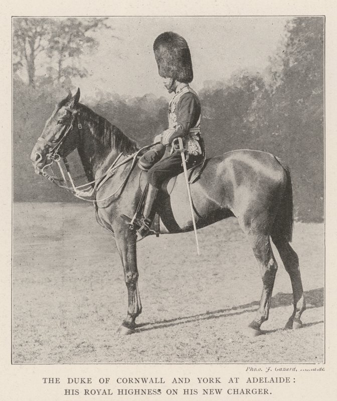 Le duc de Cornouailles et York à Adélaïde, son altesse royale sur son nouveau cheval - English Photographer