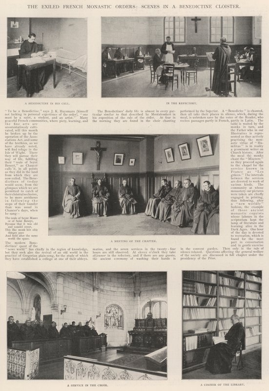 Les ordres monastiques français exilés, scènes dans un cloître bénédictin - English Photographer
