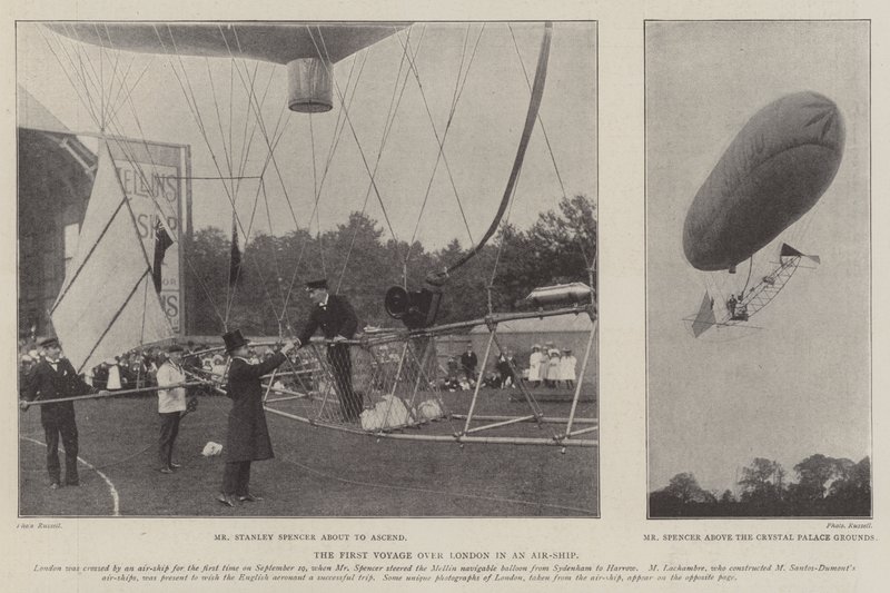 Le premier voyage au-dessus de Londres en dirigeable - English Photographer