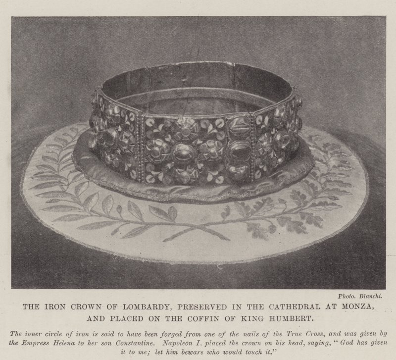 La couronne de fer de Lombardie, conservée dans la cathédrale de Monza, et placée sur le cercueil du roi Humbert - English Photographer