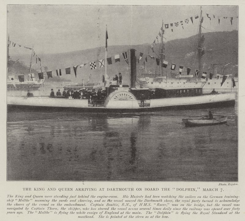 Le roi et la reine arrivant à Dartmouth à bord du Dolphin, 7 mars - English Photographer