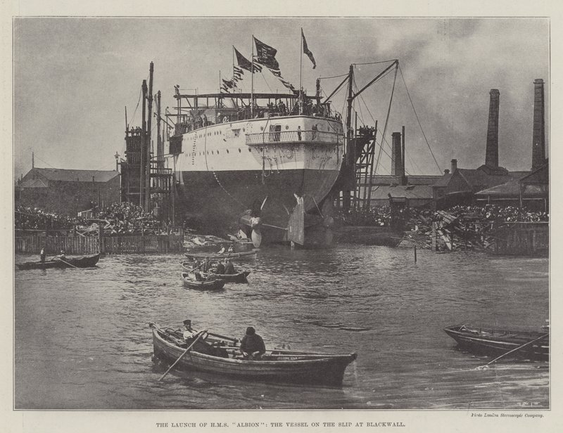 Le lancement du HMS Albion, le navire sur la cale à Blackwall - English Photographer