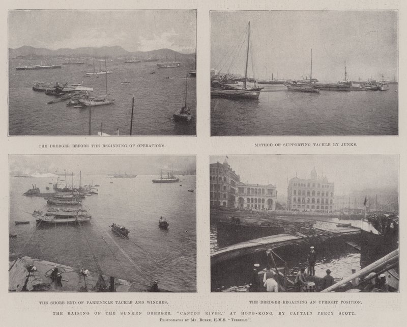 Le Renflouement de la Drague Coulée, Rivière des Perles, à Hong-Kong, par le Capitaine Percy Scott - English Photographer