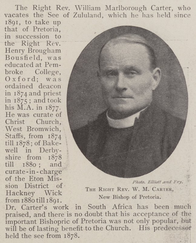 Le très révérend W M Carter, nouveau évêque de Pretoria - English Photographer