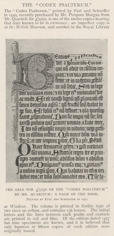 La vente pour 5250 £ du Codex Psalterum par M. Quaritch, une page du livre - English Photographer