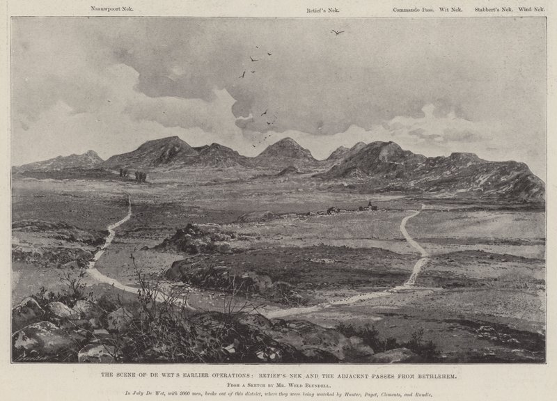 La scène des premières opérations de De Wet, Retiefs Nek et les passes adjacentes de Bethlehem - English Photographer