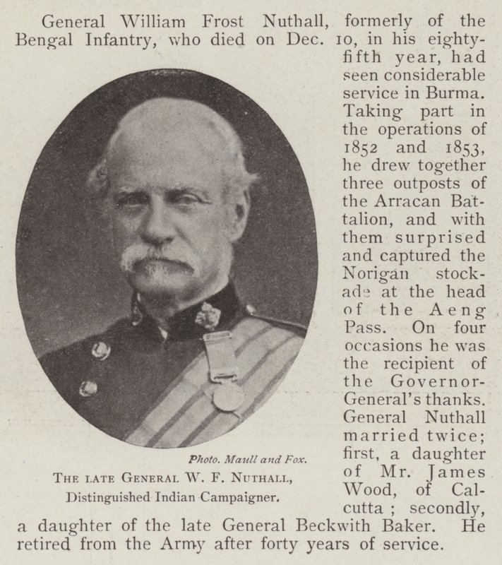 Le défunt Général W F Nuthall, distingué dans les campagnes indiennes - English Photographer