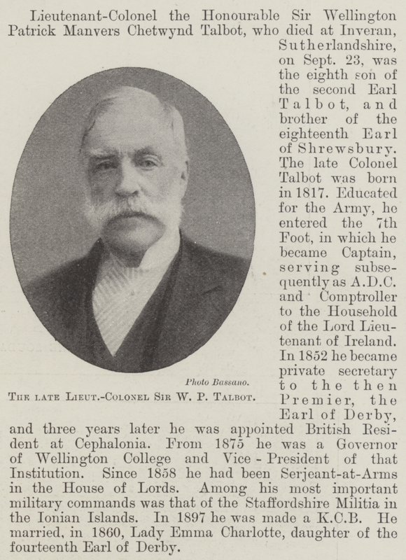 Feu Lieutenant-Colonel Sir W P Talbot - English Photographer