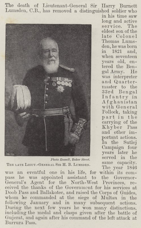 Feu Lieutenant-Général Sir H B Lumsden - English Photographer