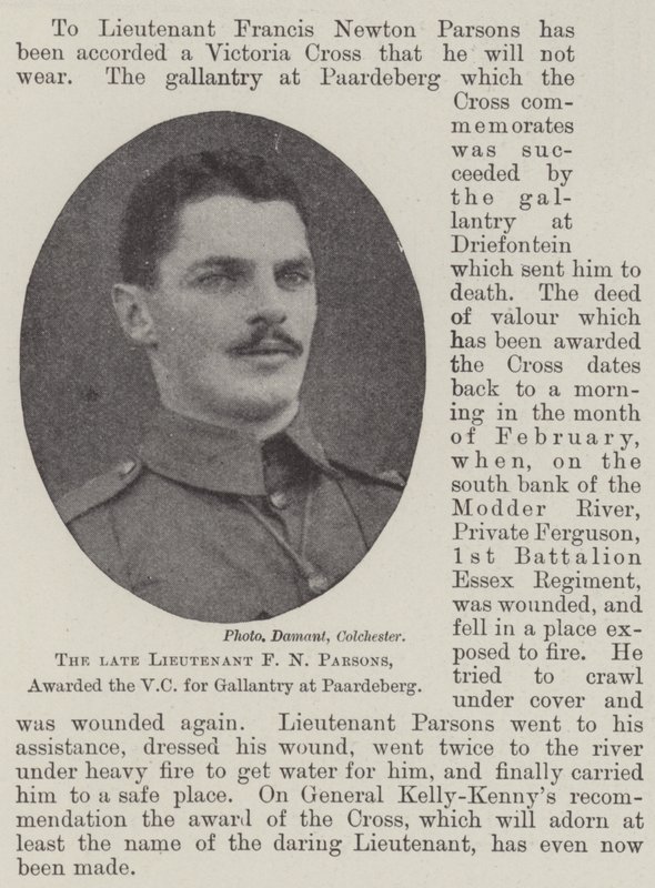 Feu lieutenant F N Parsons, décoré de la VC pour bravoure à Paardeberg - English Photographer