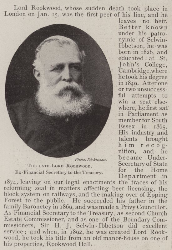 Feu Lord Rookwood, ex-secrétaire financier du Trésor - English Photographer