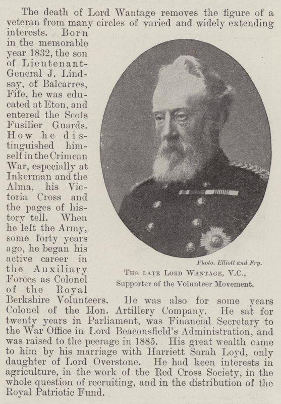 Le défunt Lord Wantage, VC, soutien du mouvement des volontaires - English Photographer