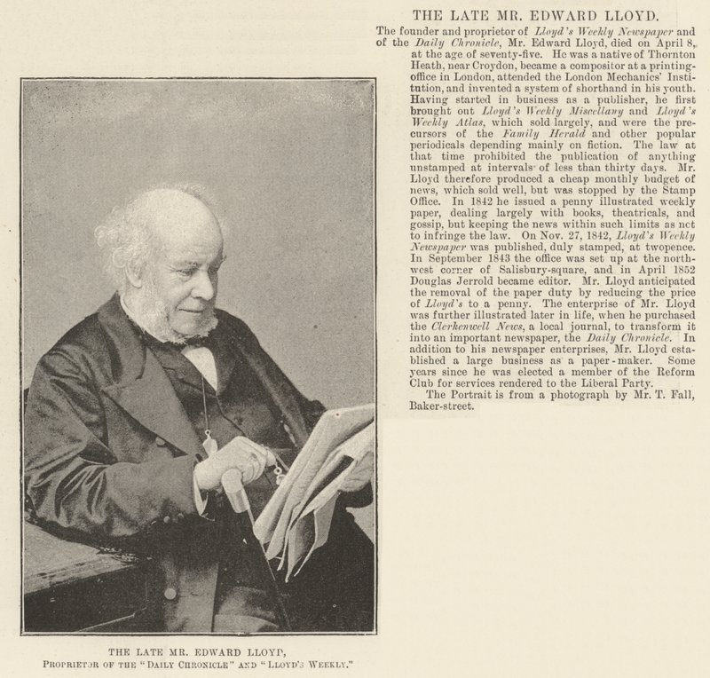 Feu M. Edward Lloyd, propriétaire du Daily Chronicle et de Lloyds Weekly - English Photographer