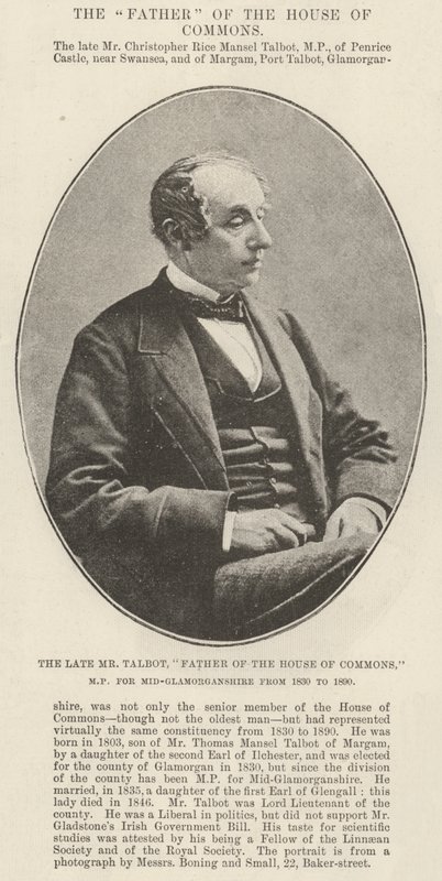 Feu M. Talbot, père de la Chambre des communes, député de Mid-Glamorganshire de 1830 à 1890 - English Photographer