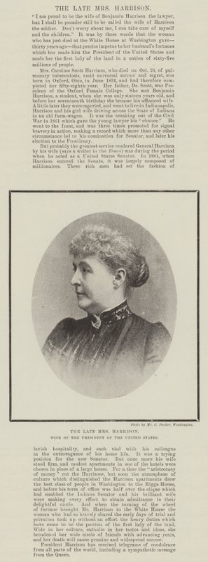 Feu Mme Harrison, épouse du président des États-Unis - English Photographer