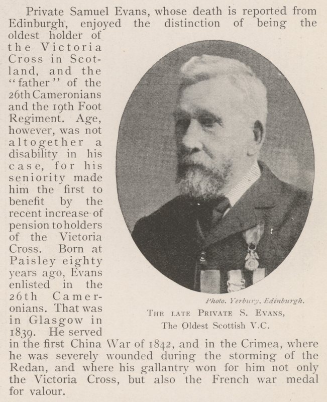 Feu le soldat S Evans, le plus ancien VC écossais - English Photographer