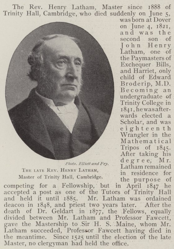 Le révérend Henry Latham, maître de Trinity Hall, Cambridge - English Photographer