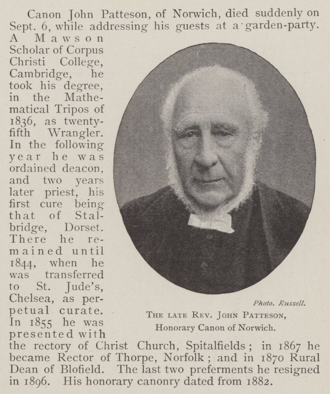 Feu révérend John Patteson, chanoine honoraire de Norwich - English Photographer