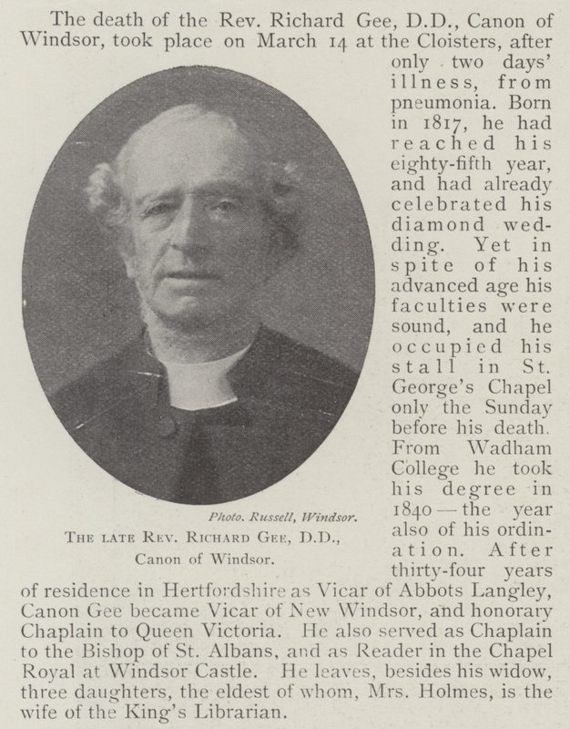 Feu le révérend Richard Gee, DD, chanoine de Windsor - English Photographer