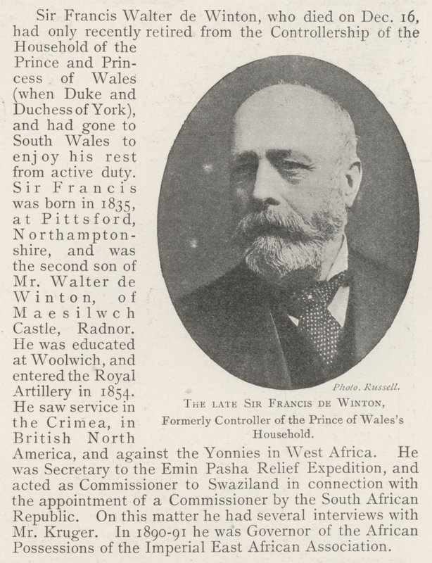 Feu Sir Francis de Winton, ancien contrôleur de la maison du prince de Galles - English Photographer