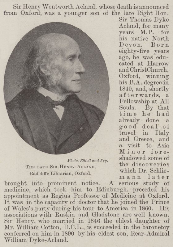 Feu Sir Henry Acland, bibliothécaire Radcliffe, Oxford - English Photographer