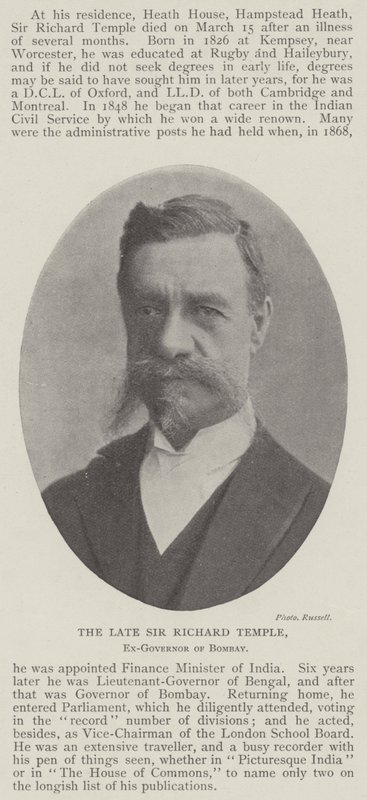 Feu Sir Richard Temple, ancien gouverneur de Bombay - English Photographer