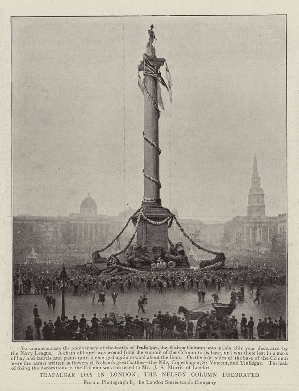Jour de Trafalgar à Londres, la colonne Nelson décorée - English Photographer