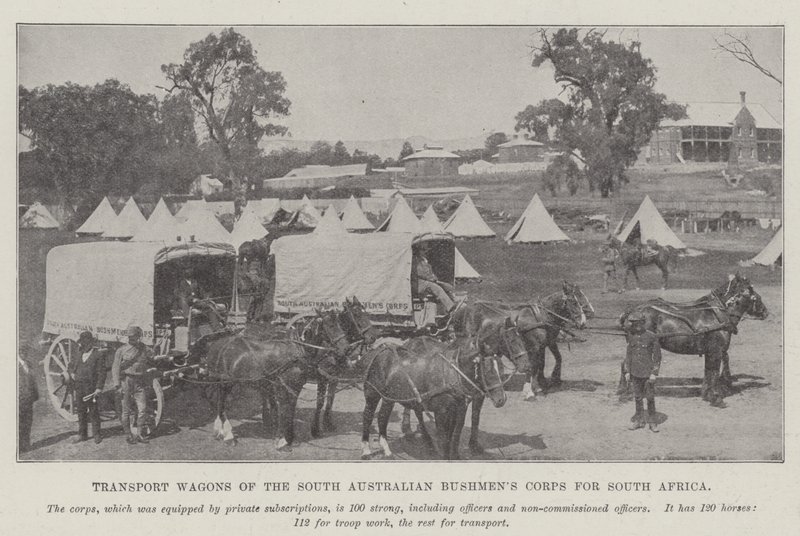 Chariots de transport du corps des bushmen sud-australiens pour l