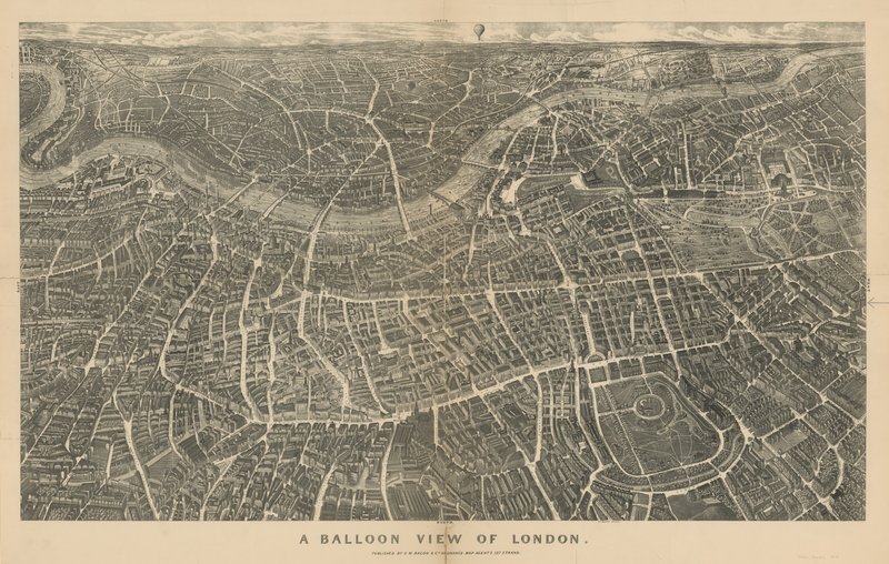 Vue en ballon de Londres (vue du nord) - English School