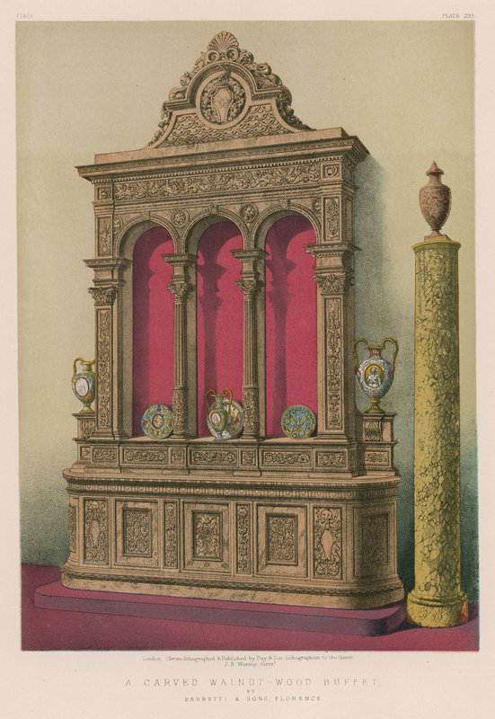 Un buffet en noyer sculpté par Barbetti et Fils, Florence - English School