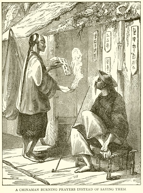 Un Chinois brûlant des prières au lieu de les sauver - English School