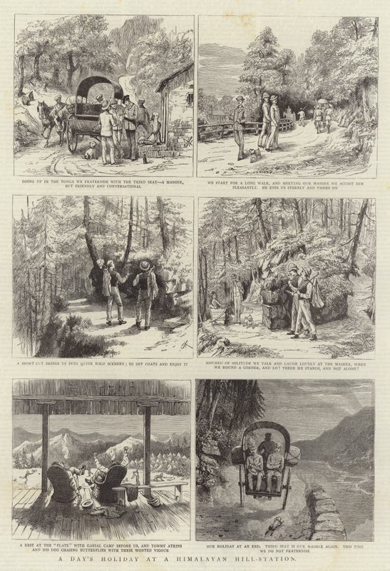 Un jour de vacances dans une station de montagne himalayenne (gravure) - English School