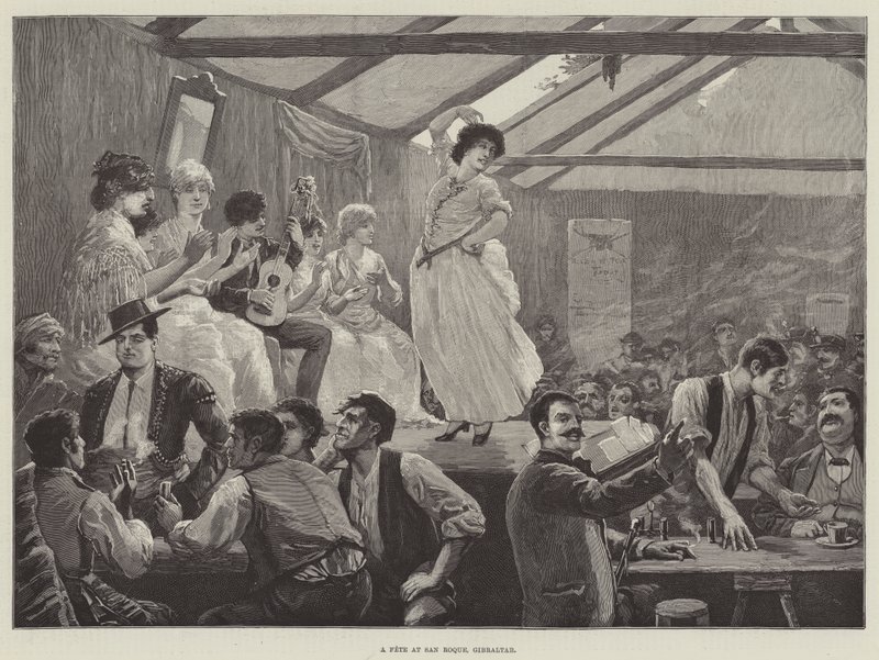 Une fête à San Roque, Gibraltar (gravure) - English School