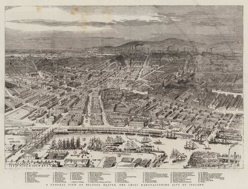 Vue générale de Belfast, Ulster, la principale ville manufacturière d