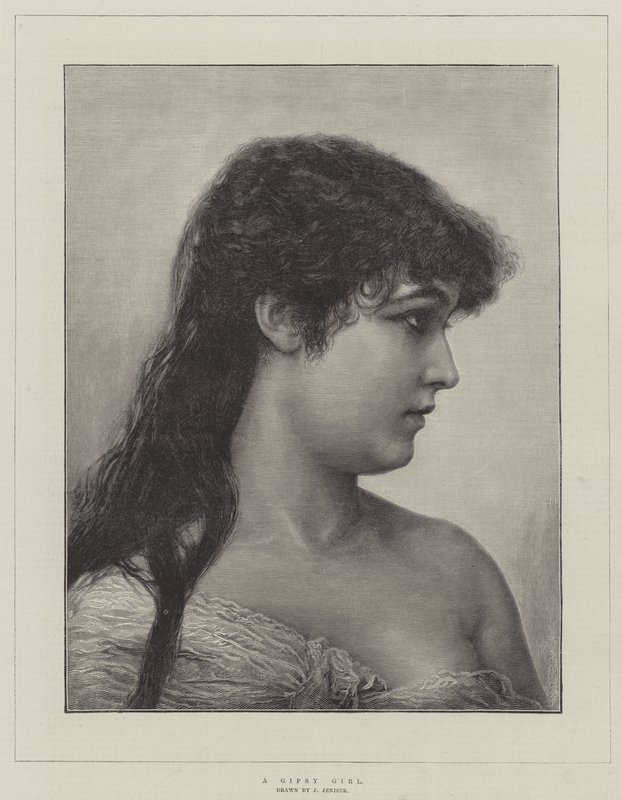 Une fille gitane (gravure) - English School