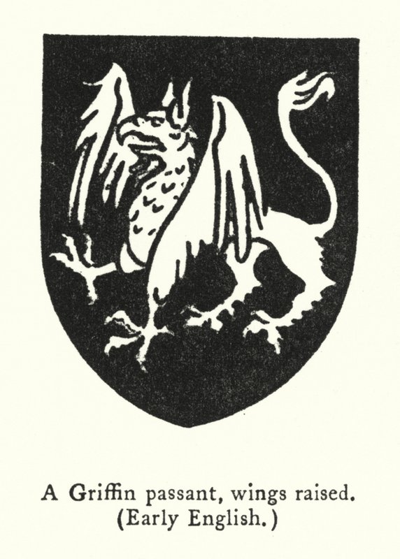 Un griffon passant, ailes levées, anglais ancien (gravure) - English School