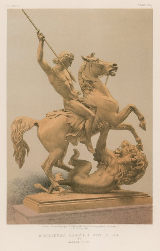 Un Cavalier Combattant un Lion - English School