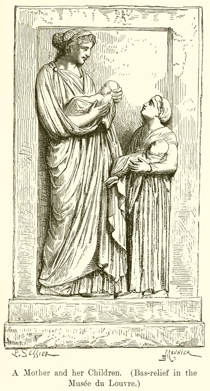 Une mère et ses enfants (Bas-relief au Musée du Louvre) - English School