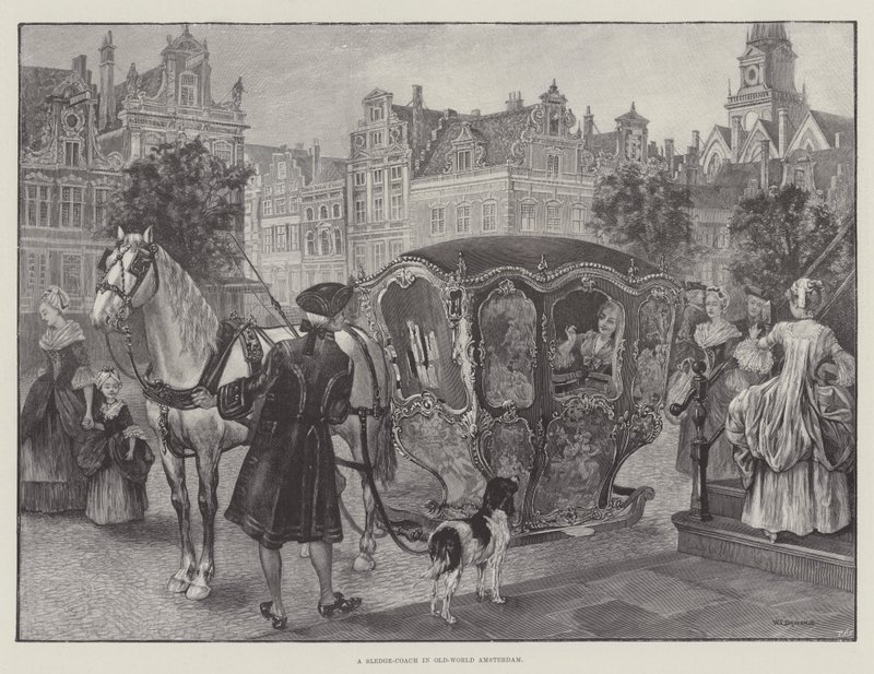 Un traîneau-coach dans le vieux Amsterdam - English School