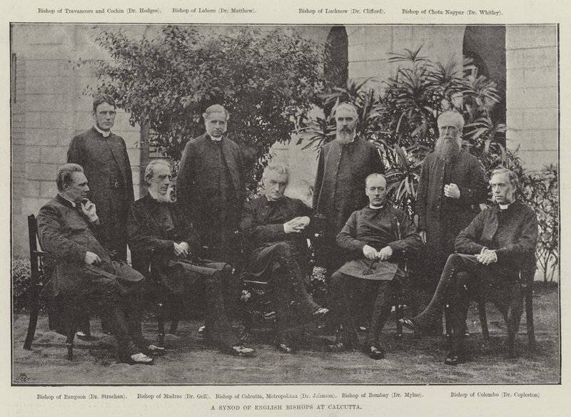 Un synode des évêques anglais à Calcutta (gravure) - English School