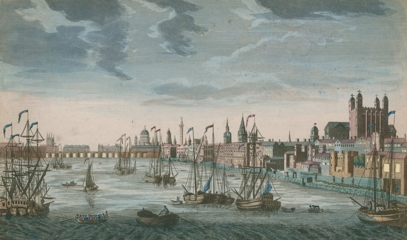 Vue générale des embarcations à voile sur les eaux de la Tamise - English School
