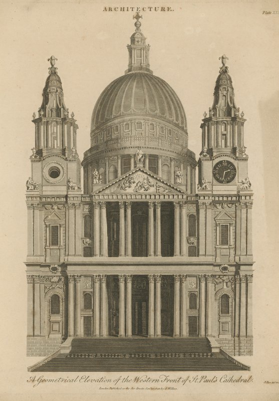 Élévation géométrique de la façade ouest de la cathédrale Saint-Paul - English School
