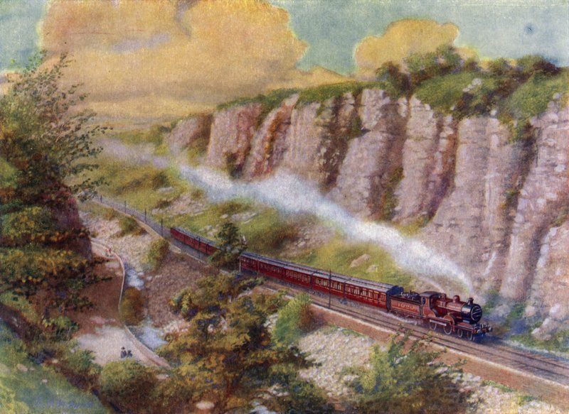 Un long train de passagers (lithographie) - English School