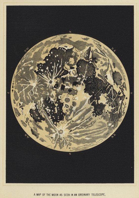 Carte de la lune vue dans un télescope ordinaire - English School